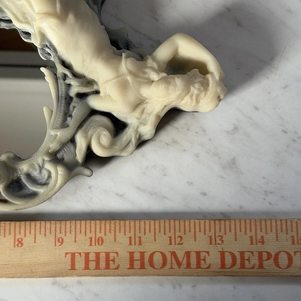 Antique Baroque Style Incolay Stone Vanity Mirror Woman Cherub Art Nouveau